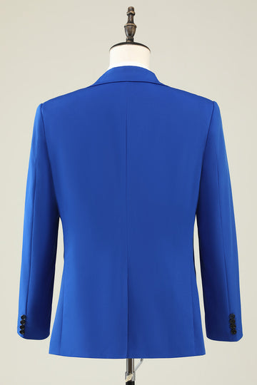 Slim Fit Peak Lapel One Button Blue Men's Formal Suits
